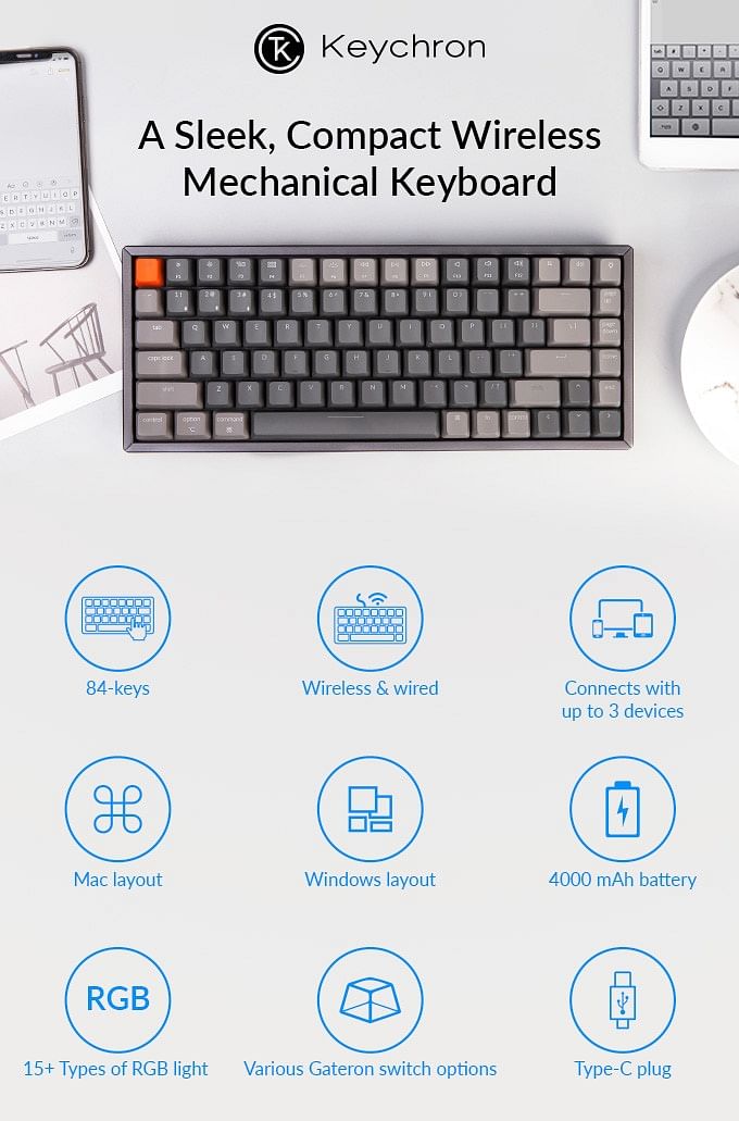 Keychron K2, Keyboard Mekanis Nirkabel dengan Baterai Dahsyat 1 Fitur-fitur Keyboard Keychron K2