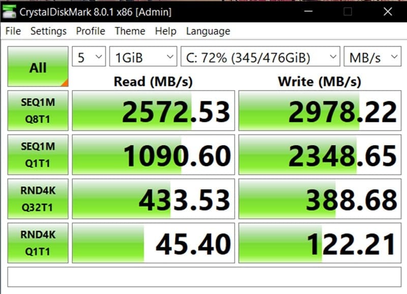 CrystalDiskMark - HP Pavilion Gaming 15